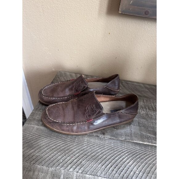 Olukai Womens Nohea Nubuck Brown Leather Slip-On Loafer Shoes US 7.5 - Picture 1 of 4